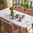 thumbnail image 3 of Watercolor Easter Table Cloths for 5 Foot Rectangle Tables, Cute Gnomes Eggs Flowers Colorful Grid Patio Waterproof Elastic Fitted Tablecloths, Washable Rectangular Table Cover for Camping, 3 of 8