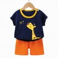 thumbnail image 5 of TOWED22 Kids Toddler Baby Girl Boy Outfits 2 Piece Cute Print Short Sleeve Shirt Tee Elastic Waist Shorts Sets with Pockets Clothes(Navy,5-6 Y), 5 of 6