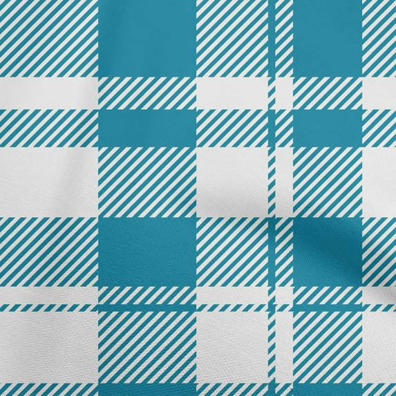 oneOone Rayon Teal Green Fabric Check Sewing Material Print Fabric By The Yard 56 Inch Wide