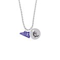 thumbnail image 2 of Delight Jewelry Acrylic 3/4" Navy Cheer Megaphone Silvertone Script Initial Disc - Q - Charm Necklace, 20"+3", 2 of 4