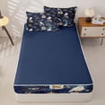 thumbnail image 4 of Homewish Magic Wizard Owl Zipper Full Size Comforter Sets with Fitted Sheet and 2 Pillowcases for Kids, Blue Star Witch Hat Book Zipper Bedding Set, Navy Reversible, 4 Pieces, 4 of 6