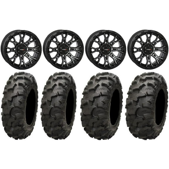 System 3 ST-6 14" Wheels Dark Tint 30" Blackwater Tires Kawasaki Teryx Mule