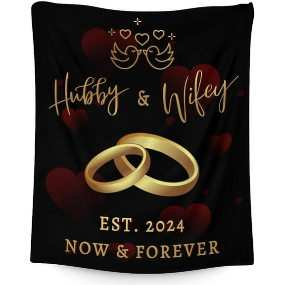 Wedding Throw Blanket - Soft, Fuzzy & Warm - 60x80 Inches Marriage Prayer Blankets for Bride, Groom - Black Modern Throws Gifts for Newlywed Couples