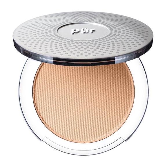 PÜR MINERALS 4-in-1 Pressed Mineral Makeup SPF 15 Powder Foundation with Concealer & Finishing Powder - Medium to Full Coverage- Cruelty-Free & Vegan Friendly, 0.28 Ounce Medium Tan/TP4