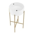 thumbnail image 6 of Monaco 16.5" Round Console Sink, White Basin Brushed Gold Legs, 6 of 10