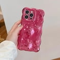 thumbnail image 2 of Case for iPhone 15 Pro,3D Meteorite Bubble Pattern Electroplate Plating Glossy Curly Wavy Frame Case,Shockproof Soft TPU Protection,for iPhone 15 Pro Case 6.1 Inch/Hot Pink, 2 of 7
