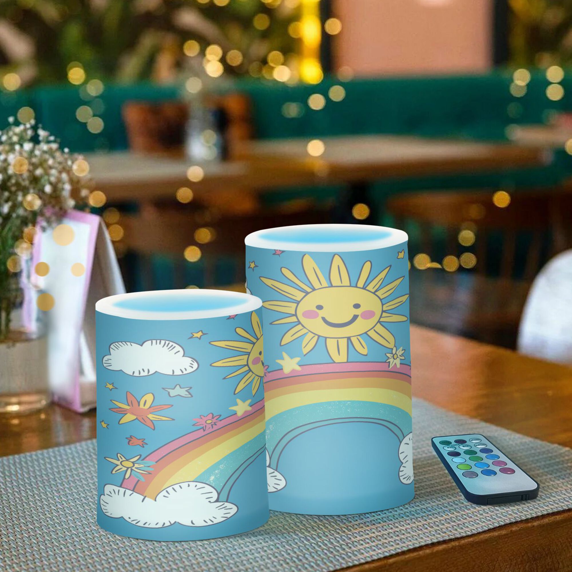 Yayeee Flameless Candles with Remote Flickering Battery Operated Multi Color Changing, Cowboy Pattern
