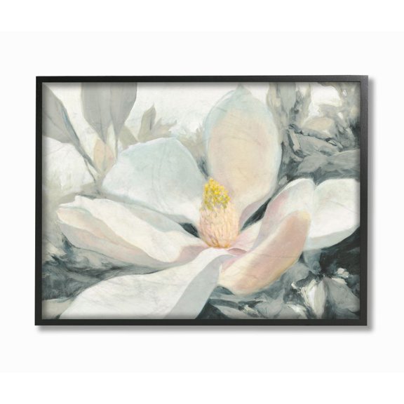 Stupell Industries Beautiful Large Flower Grey Green Painting Framed Giclee Texturized Art by Julia Purinton
