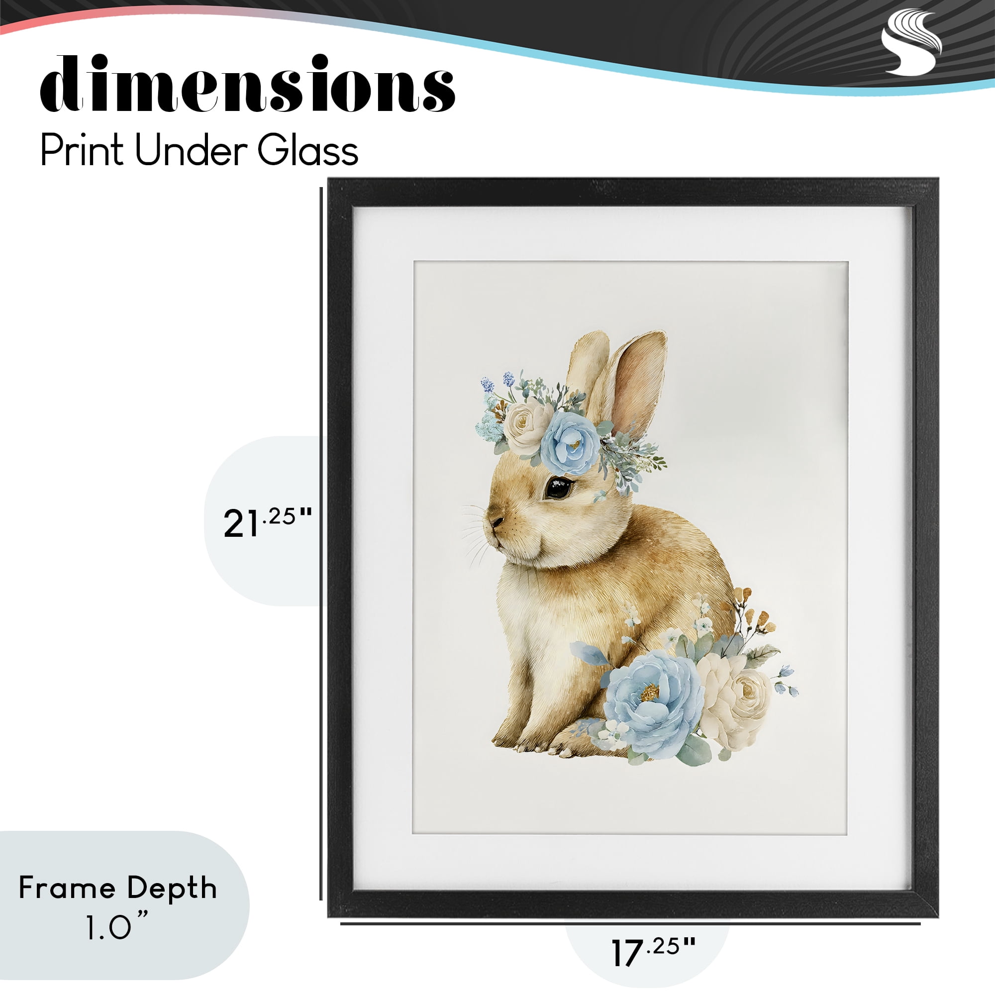 Stupell Industries Watercolor Nursery Bunny Black Framed Print Under Glass, design by LSR Design Studio