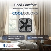 Lasko Cool Colors 20 3-Speed Weather-Resistant Motor Box Fan B20301