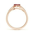 thumbnail image 2 of ANGARA Natural Classic Two Stone Ruby Bypass Split Shank Ring in 14K Rose Gold for Women (Size-3.7mm) | July Birthstone, Birthday, Anniversary, Jewelry Gift for Women | Natural Ruby Ring, 2 of 7