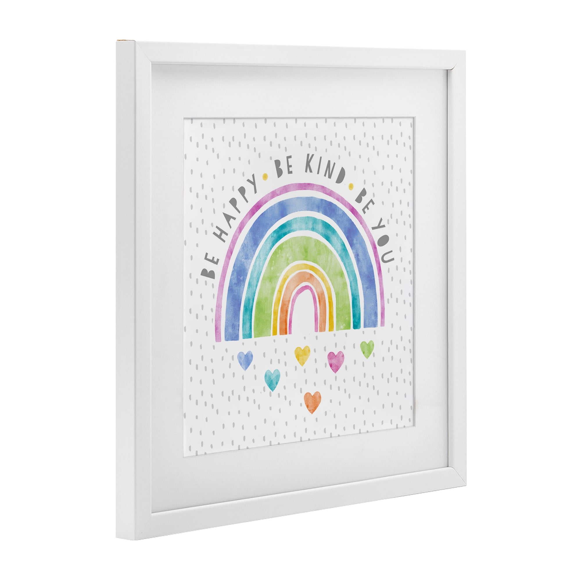 Stupell Industries Be You Hearts & Rainbow White Framed Print Under Glass, design by Suzanne Nicoll