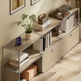 thumbnail image 6 of Raffle Pinker Metal Storage Cabinets with 3 Doors and Shelves Freestanding Lockers Accent Cabinet for Living Room,Brown, 6 of 7