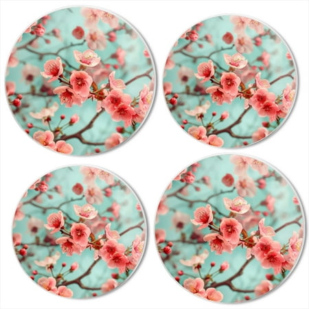 

Bahomeck Electric Stove Burner Covers Set Of 4 Pink Peach Blossoms Against Turquoise Background Metal Gas Stove Burner Covers Protecting Gas Stoves 8 Inch And 10 Inch