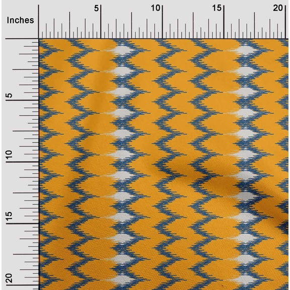 oneOone Organic Cotton Poplin Twill Fabric Chevron Ikat Print Fabric By The Yard 42 Inch Wide
