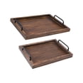 thumbnail image 5 of Fancyes 2 Pieces Rustic Serving Trays Serving Platters Decorative Ottoman Tray Vintage Stylish Farmhouse Decor for Food Tea Breakfast black brown, 5 of 8