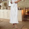 thumbnail image 5 of Women’s Satin Maxi Skirt High Waist Long Skirt Elegant A-Line Silky Smooth Skirt for Office or Casual Wear White M, 5 of 5