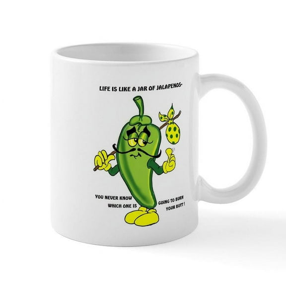CafePress - JALAPENO CARTOON Mugs - 11 oz Ceramic Mug - Novelty Coffee Tea Cup