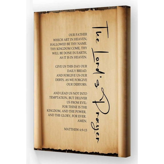The Lords Prayer Wall Decor Prints Framed Vintage Canvas Matthew 6 9 13 Bible Quotes Wall Art Scripture Posters for Room Decor Artwork