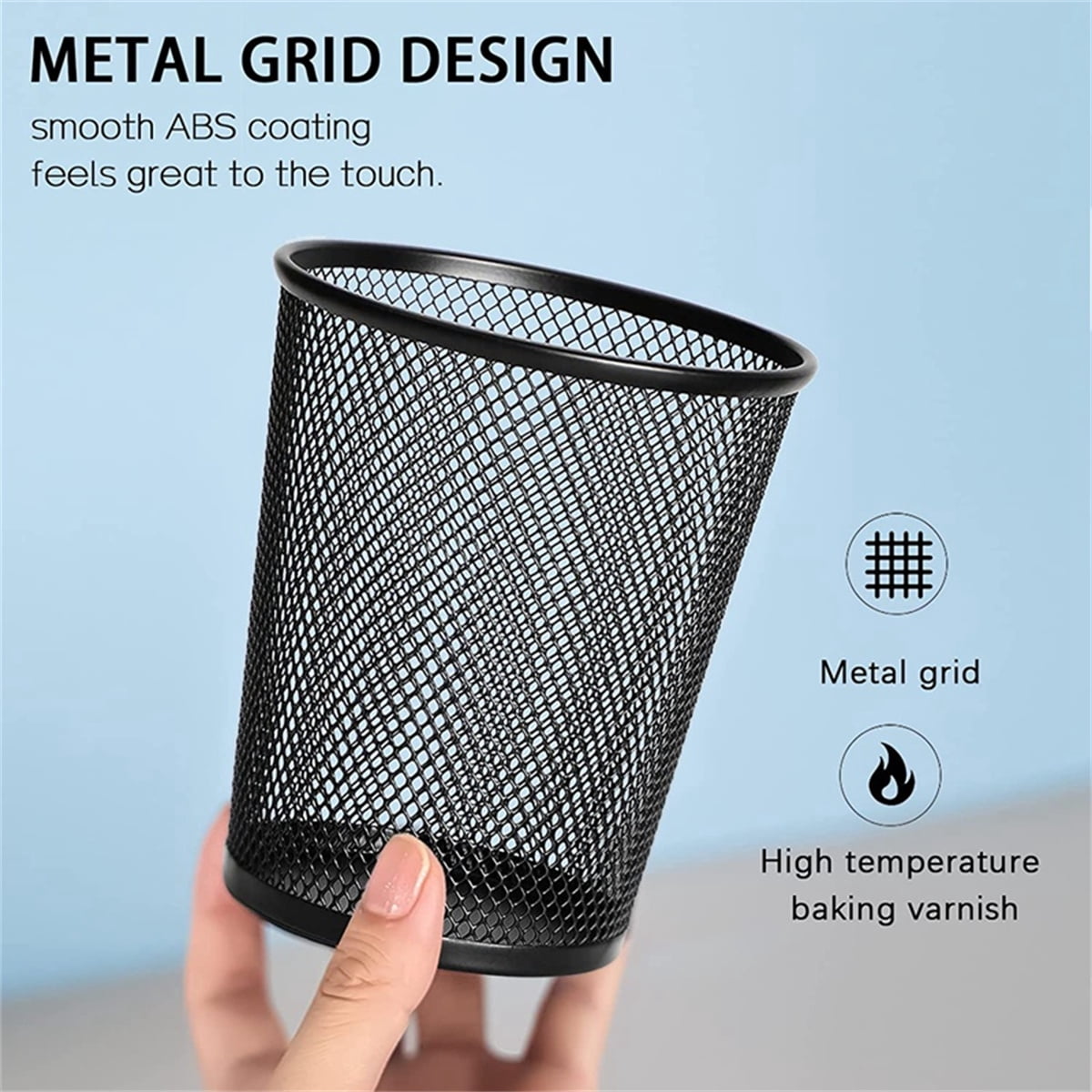 Pen Holder, Pen Organizer for Desk, Desktop Pen Holder Organizer , Metal Pencil Holder for Office Home, Black,Set of 6