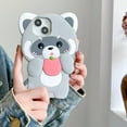thumbnail image 2 of 3D Cute Raccoon Soft Case for iPhone 15,Cartoon Kawaii Grey Raccoon Kids Teens Girls Women Creative Character Soft Shockproof Silicone Case for iPhone 15 2023 6.1 inch 2023, 2 of 13