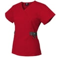thumbnail image 3 of Medgear 12-Pocket Women's Scrub Set with Silver Snap Detail & Contrast Trim, Red, 4X-Large, 3 of 3