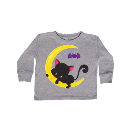 

Inktastic Black Cat Cat On The Moon Bat Halloween Gift Toddler Boy or Toddler Girl Long Sleeve T-Shirt