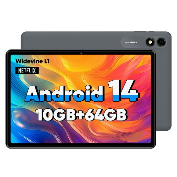 Tablet 10 inch Android 14 Tablet, Octa-Core Processor Google Tablets with 10GB RAM + 64GB ROM 1TB Expand, GPS, 6000mAh, 1280x800 IPS Display, BT5.0, Dual Camera, WiFi 5, GPS (Black)