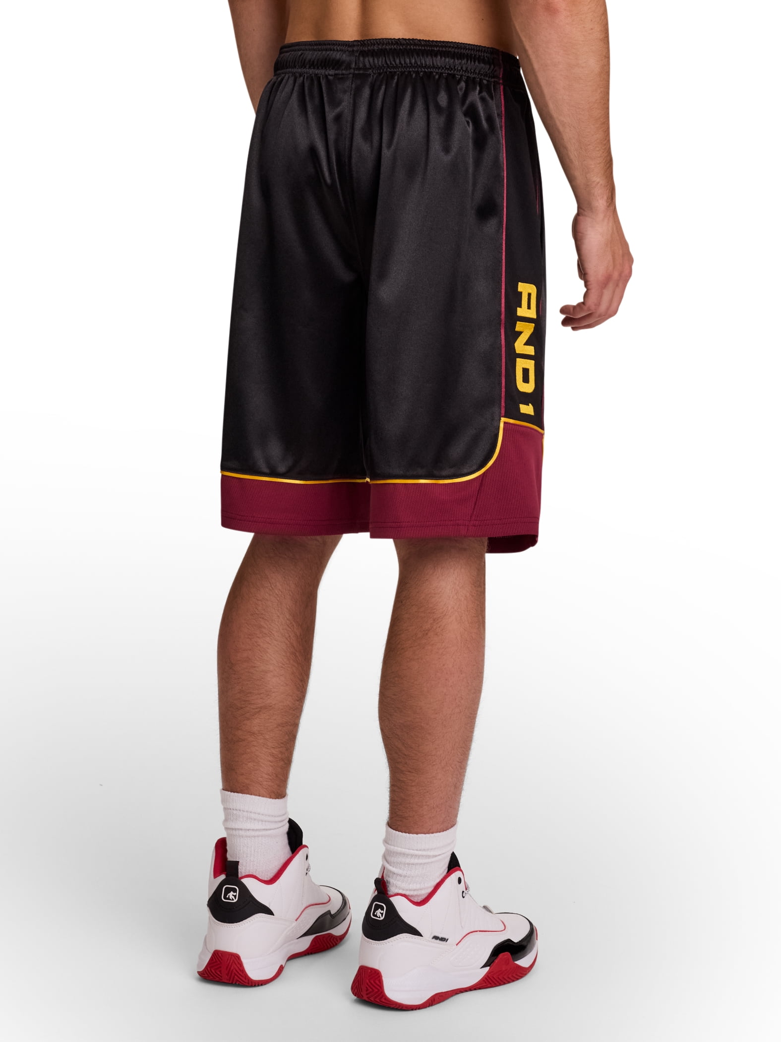 AND1 Men's and Big Men's All Court Colorblock Short, 11" inseam, up to Size 5XL