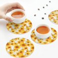 thumbnail image 7 of Pofeuu White Marble Pattern Sunflower Print Leather Coasters Set of 6, Round Cups Mugs Mat Pad for Home Kitchen Heat Resistant Drink Coasters,Round Shape, 7 of 7