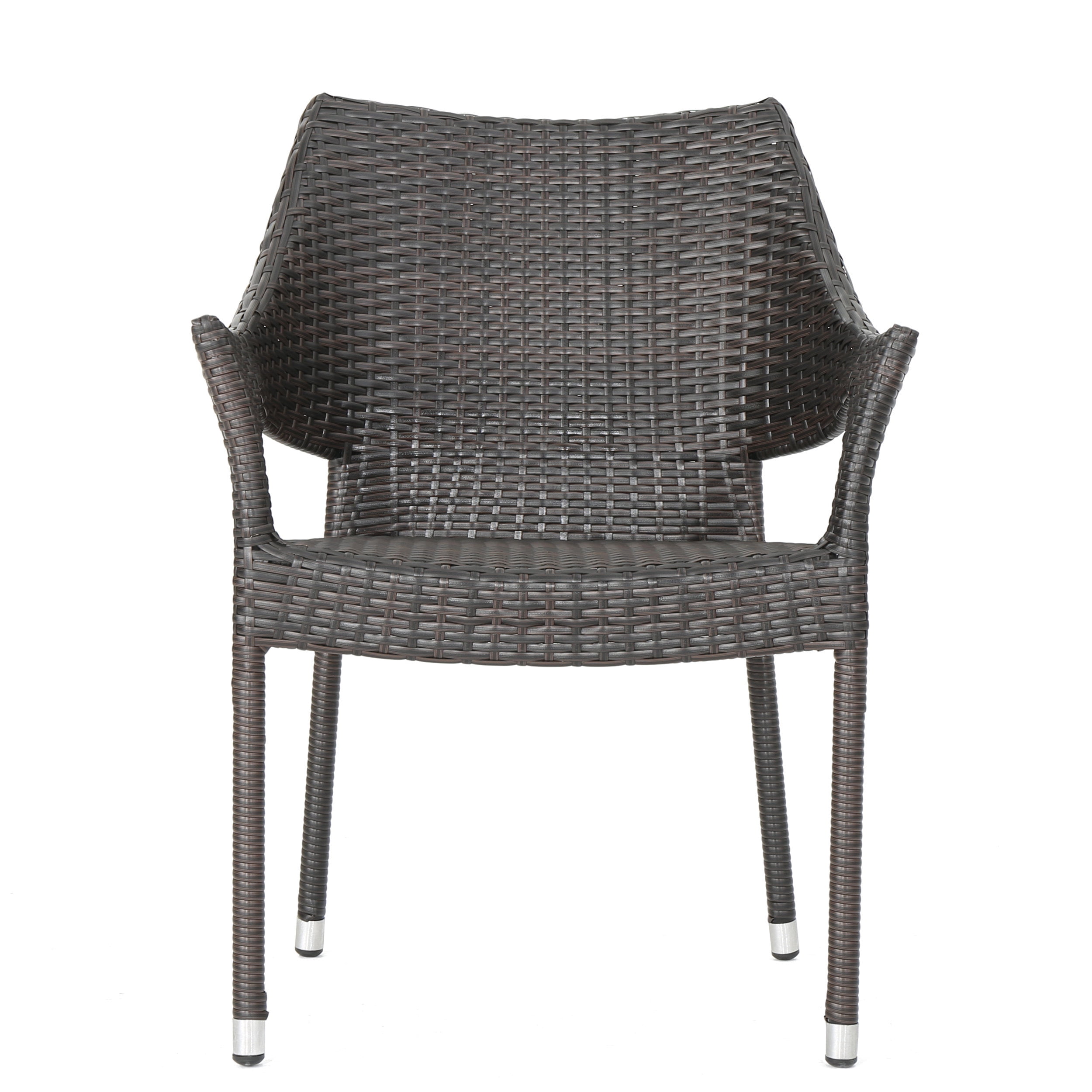 Resin Chair Set of 4, Outdoor Stackable Patio Dining Chairs for Garden Deck, Brown