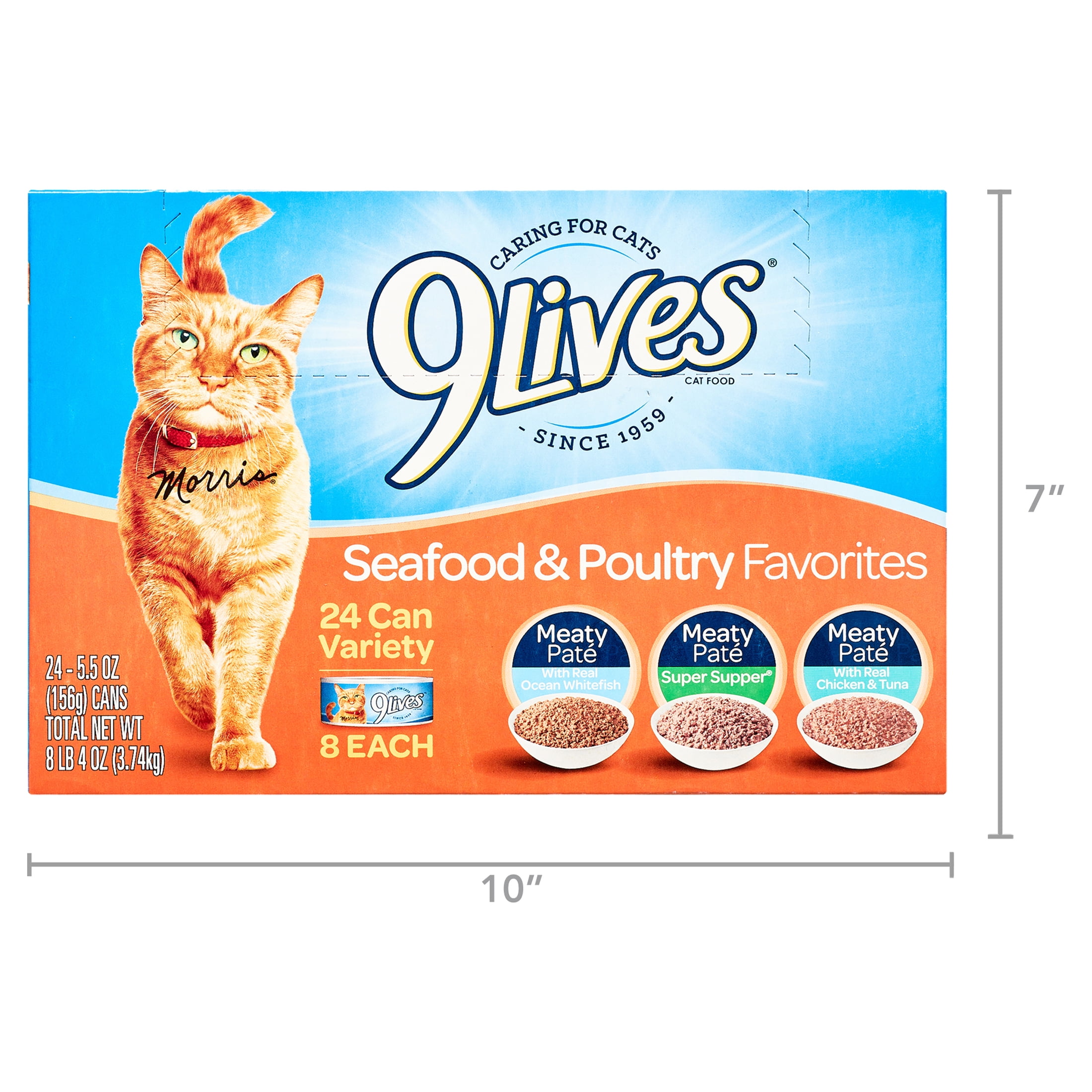 9Lives Seafood and Poultry Variety Pack Wet Cat Food, 24 Cans, 5.5