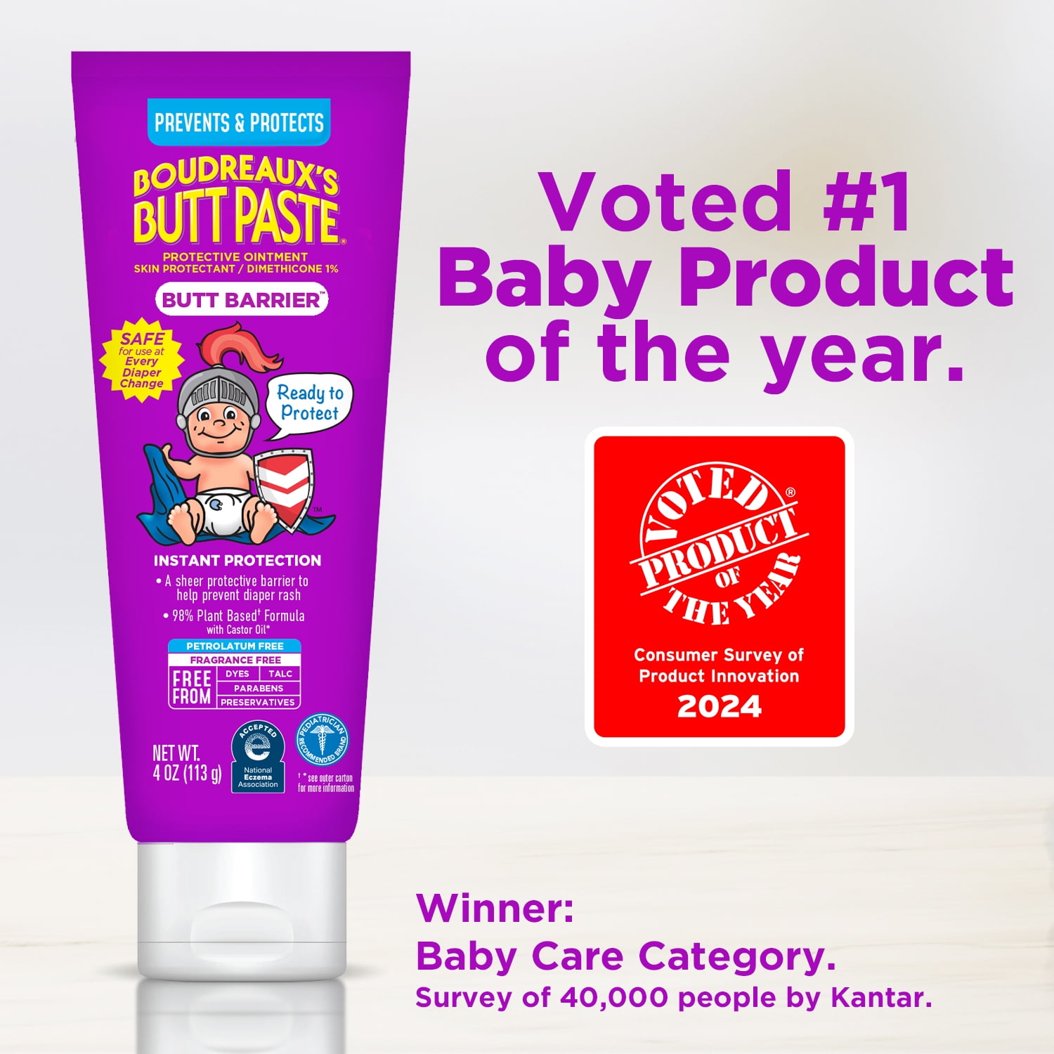 Boudreaux's Butt Paste Butt Barrier Diaper Rash Prevention Cream, Ointment for Infant, 4 oz