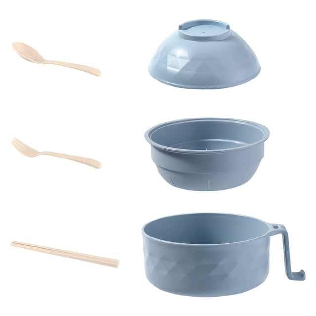 Billuyoard Conveniente cocina de fideos Ramen con función de soporte para teléfono móvil, cuenco de Ramen para microondas con colador Cocina y Comedor azul