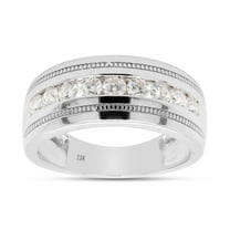 AFFY 0.50CT Moissanite Diamond Milgrain Wedding Band Ring For Men & Women in 10K Solid White Gold-9.5