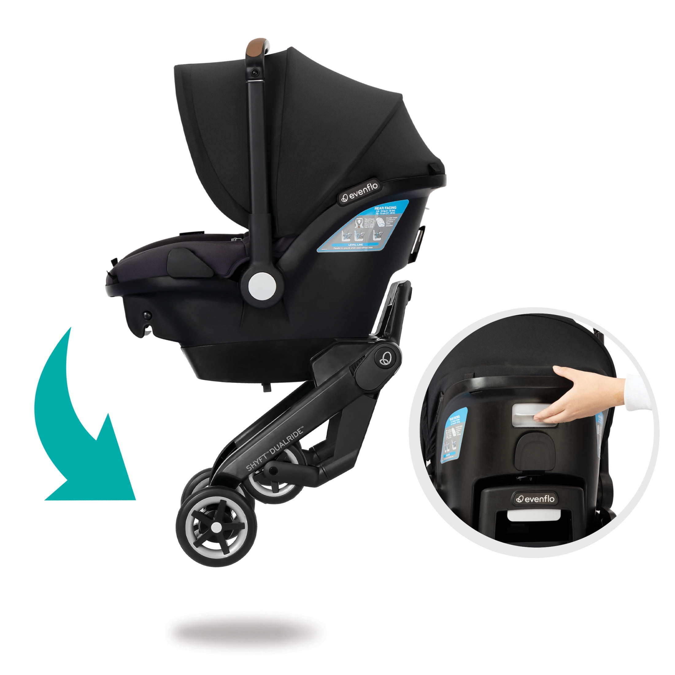 Shyft DualRide with Carryall Storage Infant Car Seat and Stroller Combo (Sylva Pink)