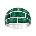 thumbnail image 1 of Modern Brick Blocks of Green Malachite Inlay Sterling Silver Ring-8, 1 of 5