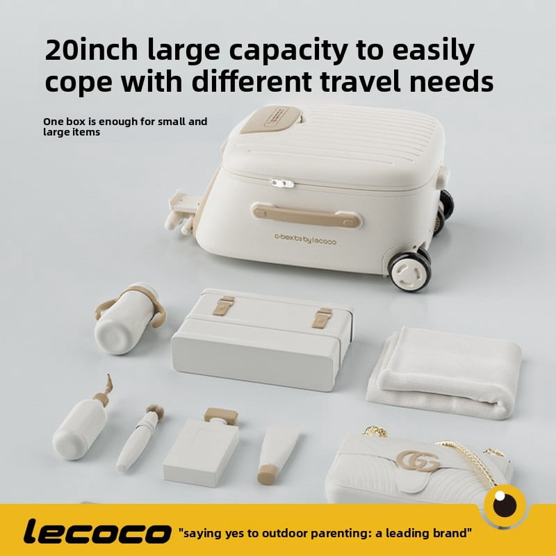 Lecoco Ride-On Kids Suitcase - Children's Carry-On Luggage with Removable Puller, Children Stroller Travel Case for Airplane, Baby Toddler Travel Gear