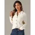 thumbnail image 2 of DARING DIVA Women's Casual Long Sleeve Button Down Turn Down Collar Shirts XS Apricot, 2 of 6