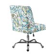 thumbnail image 3 of Linon Draper Paisley Upholstered Swivel Office Chair in Blue, 3 of 10