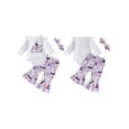 thumbnail image 2 of RUINIXCW Newborn Baby Girls My First Halloween Outfit Fall Winter Clothes Ghost Embroidery Long Sleeve Romper and Bell Bottom Flare Pants Headband Set, 2 of 9