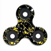 Tri Fidget Hand Spinner Squad ( Top Trenz Black & Yellow Splatter Paint ) High Speed & Longest Spin Time Toy Stress Reducer Ball Bearing High Speed Spinners