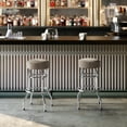 thumbnail image 3 of BizChair 2 Pack Double Ring Chrome Barstool with Beige Seat, 3 of 10