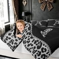 thumbnail image 3 of Meiyoeat Leopard Print Bow Diamond Full Size Comforter Sets for Women Girls, Fashion Ribbon A Letter Bedding Comforter Set, Black Reversible, 3pcs, 3 of 6