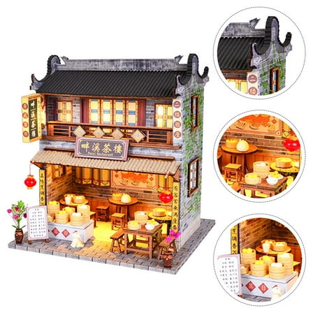 IBASETOY 1Pc Chinese Style House Model for Desktop Adornment and Gift