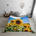 thumbnail image 6 of KLL Sky Golden Sunflower Field B Print Fleece Throw Blanket, Horizontal Fleece Bedding Cute Soft Blankets Comfy Fleece Flannel Plush Home Decor for Couch & Bed -60"x50", 6 of 9