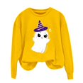 thumbnail image 1 of NMMUED Chandails d'Halloween pour Femmes, Chandails Mignons, Col Rond d'Halloween, Chandails Graphiques, Chandail à Manches Longues d'Halloween, Hauts d'Entraînement à Manches Longues pour Femmes, Jaune G, 1 of 4