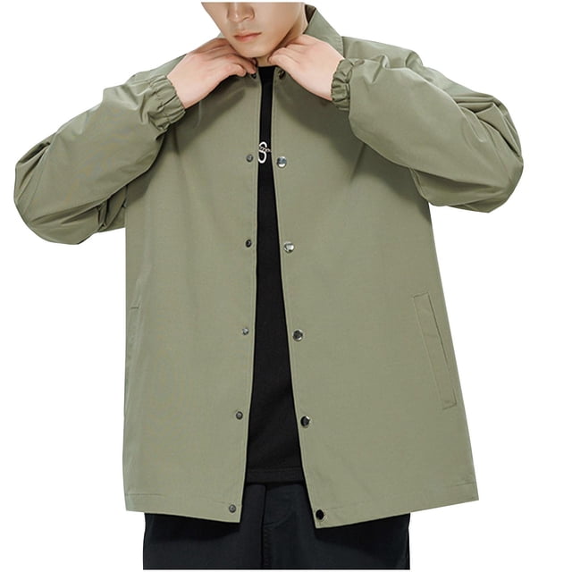 Pisexur Jackets for Men Man Light Ripe Wind Easy Flip Collar Flight Jacket Leisure Time Tops Loose Coat Fall Jackets Windbreaker Jacket Trench Coat for Men