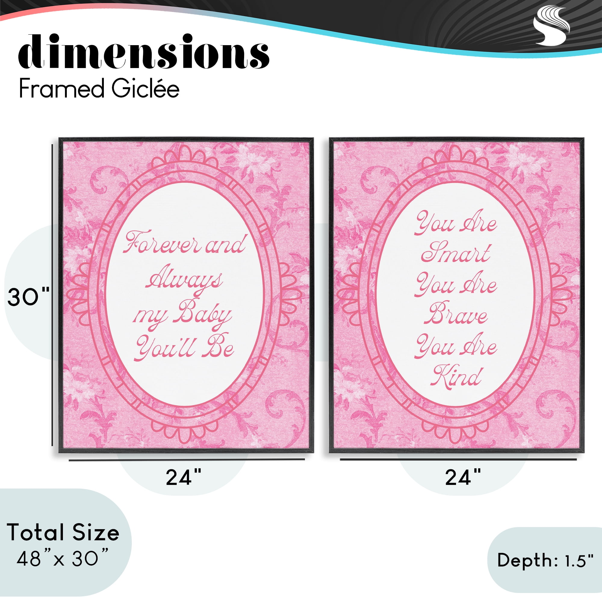 Stupell Industries Loving Pink Ornate Phrases 2 Piece Black Framed Giclee Art Set, design by Lil' Rue