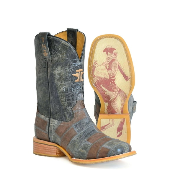 Men's Tin Haul Bricks and Stones Boots with Ride Em' Cowboy Sole Handcrafted Black